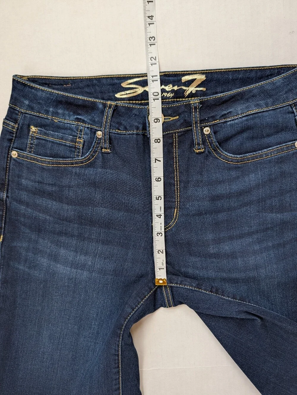 Seven7 Sunset Denim Bermuda Jean Shorts 6 Jackson Blue Pockets